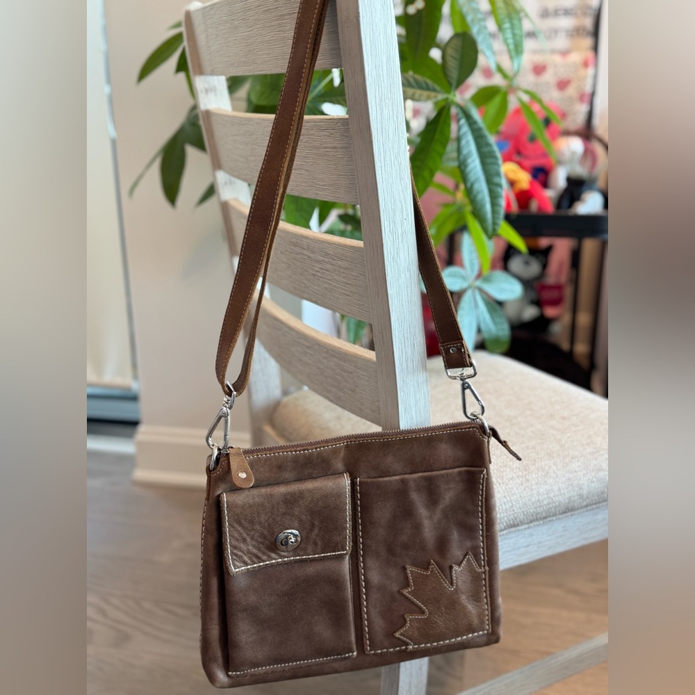 Roots Genuine Leather Crossbody Bag